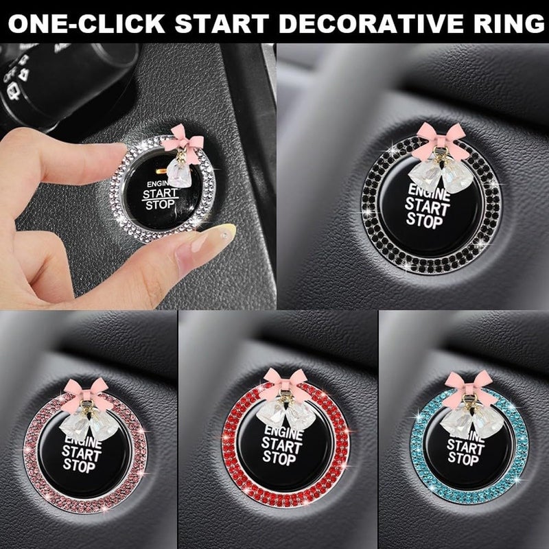 Red Car Ignition Switch Trim Decorative Engine Start Stop Button Ring Zinc Alloy Interior Accessory - Image 3